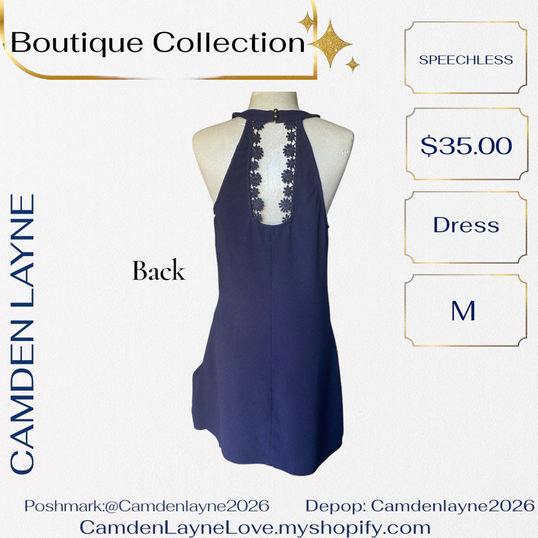 Speechless Navy Embroidered Midi Dress