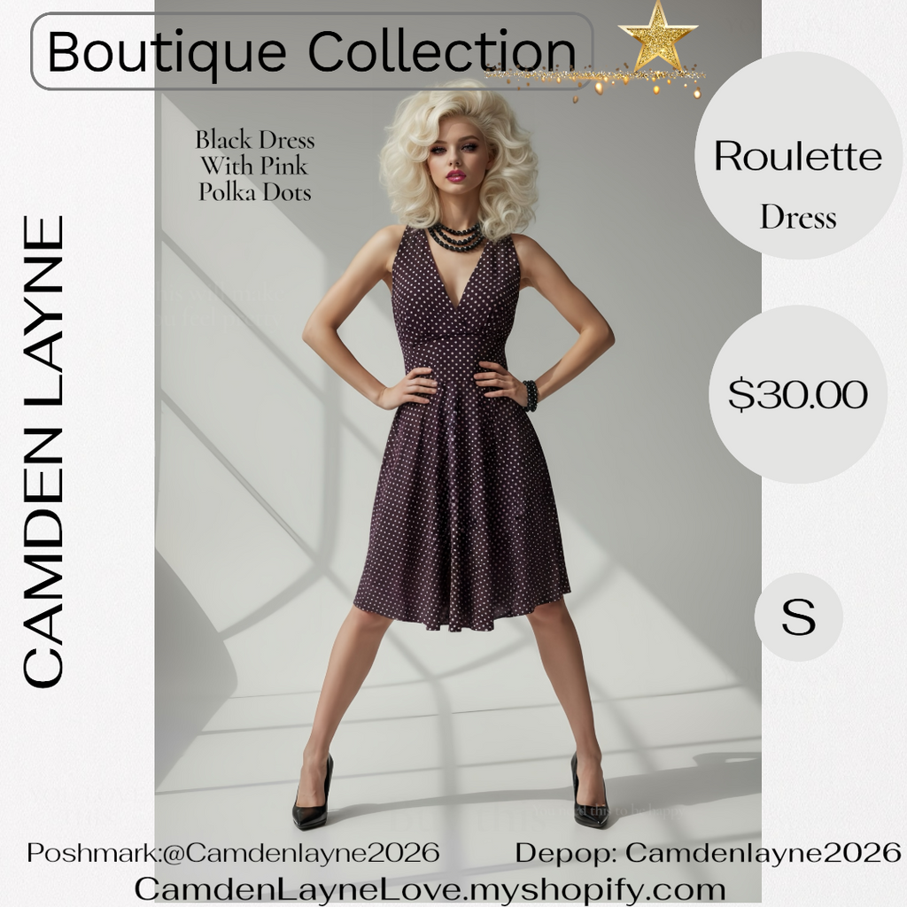 Roulette Black with Pink Polka Dot Dress