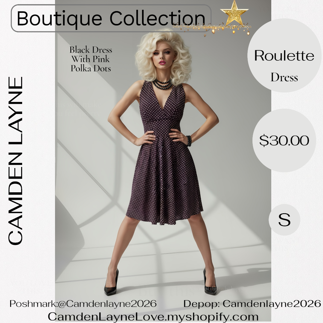Roulette Black with Pink Polka Dot Dress