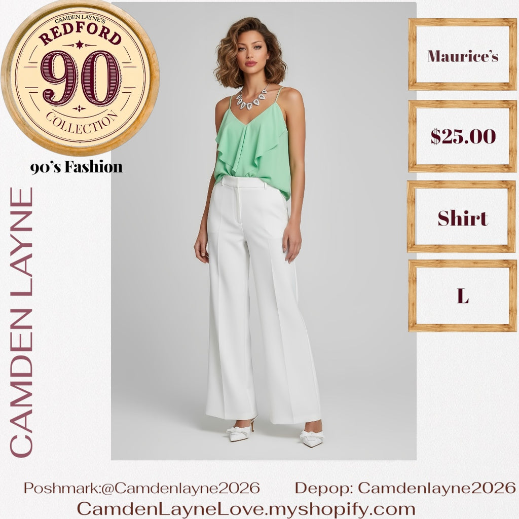 Maurice’s Green Cascading Blouse