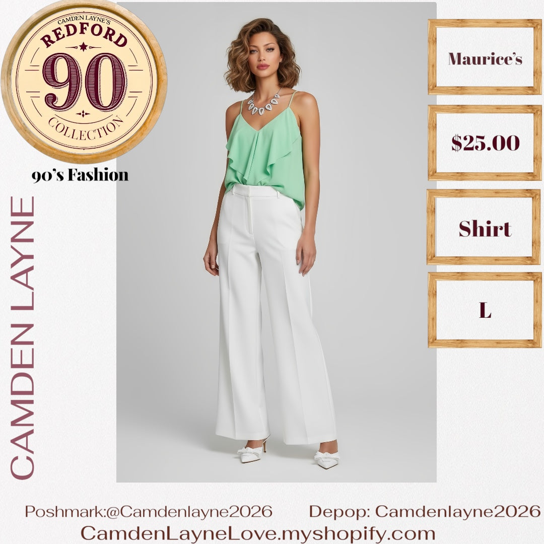 Maurice’s Green Cascading Blouse