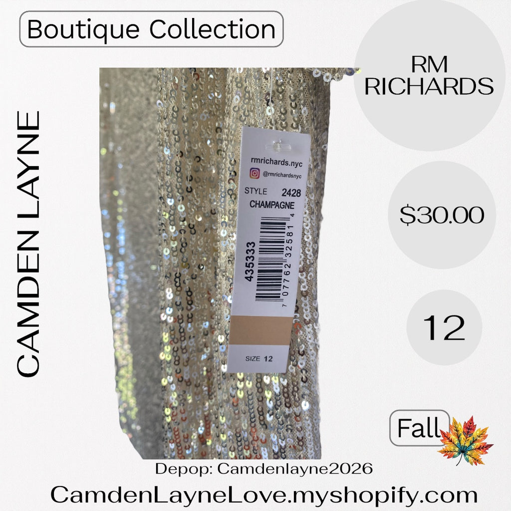 RM Richard’s Champagne Sequined Dress