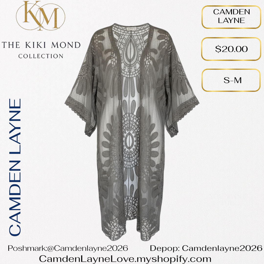 Camden Layne Grey Lace Style Cardigan Kimono