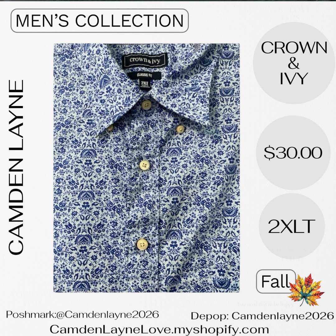 Crown & Ivy Blue Floral Print 2XLT