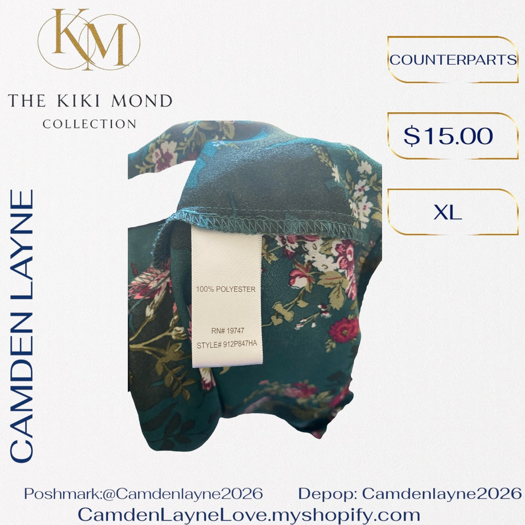 Counterparts Blue Green Floral Blouse