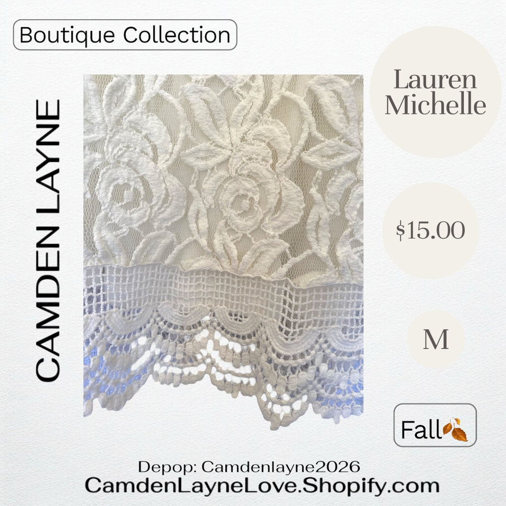 Lauren Michael Embroidered Lace Top