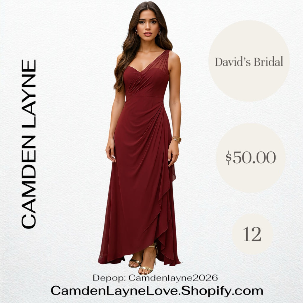 Wine Colored One Shoulder Maxi Dress