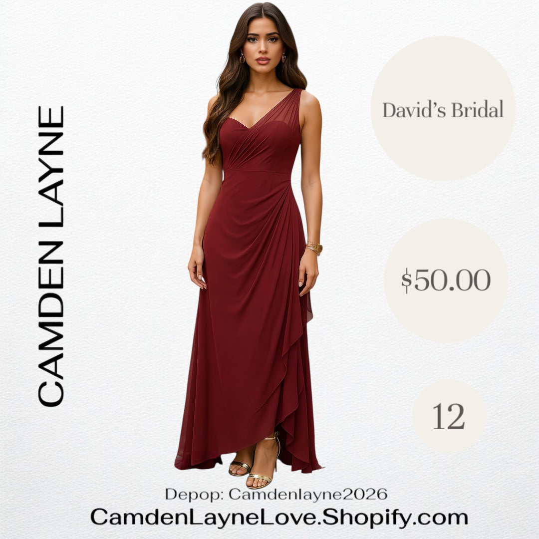 Wine Colored One Shoulder Maxi Dress
