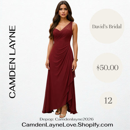 Wine Colored One Shoulder Maxi Dress