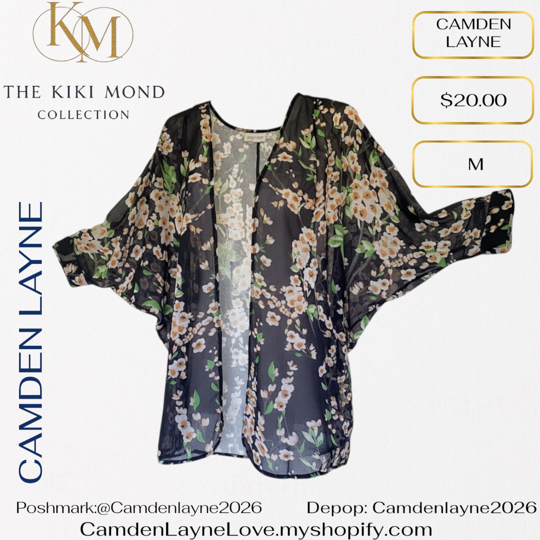 Camden Layne Navy Blossom Kimono
