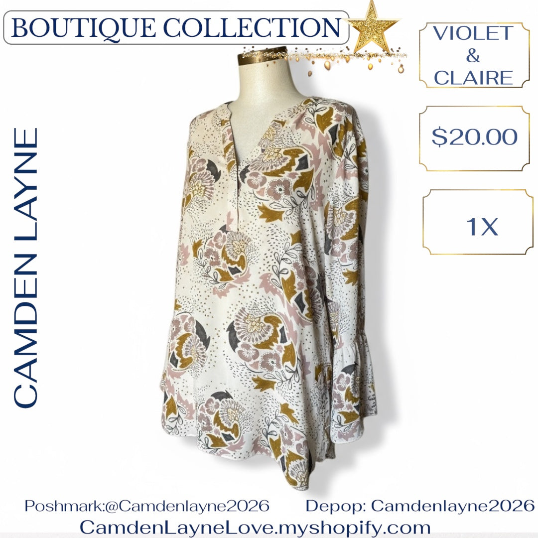 Violet & Clair Tranquil Print will bell sleeves