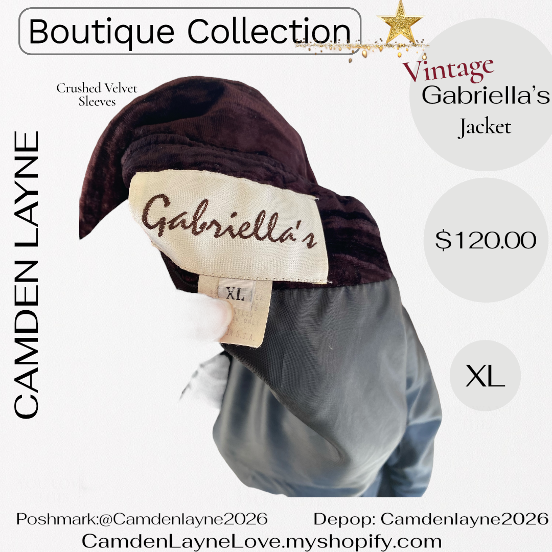 Vintage Gabriella’s Tapestry Art Needlepoint Jacket, Crushed Velvet Sleeves