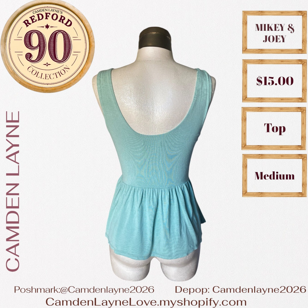 Mikey & Joey Aqua tank with pleated waist