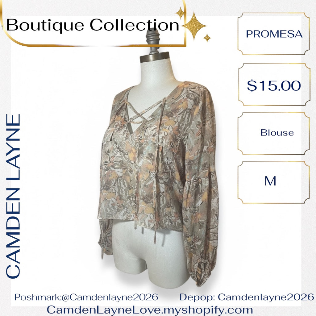 Promesa Cornflower Print Short Blouse