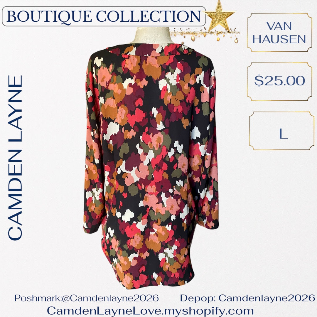 Van Hausen Multicolored Blouse in Orange, black & Pink