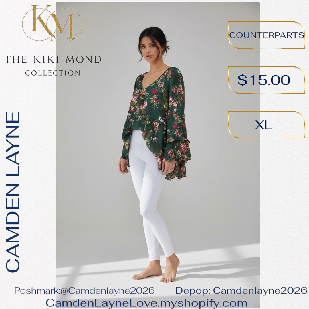 Counterparts Blue Green Floral Blouse