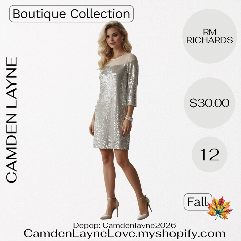 RM Richard’s Champagne Sequined Dress