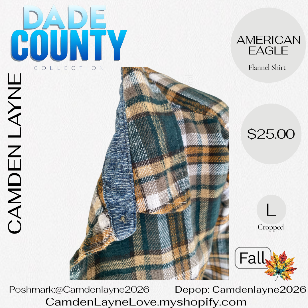 American Eagle Flannel Cropped button down