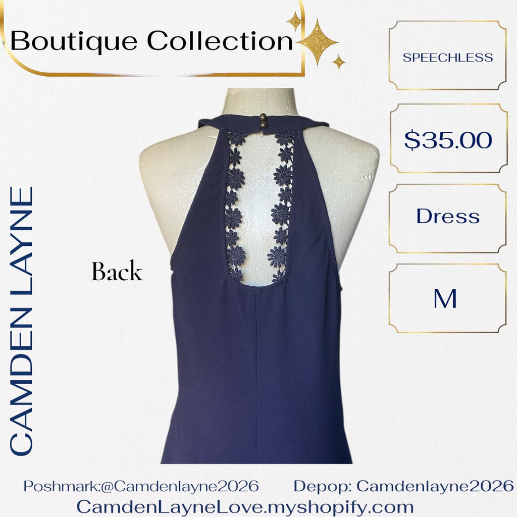 Speechless Navy Embroidered Midi Dress