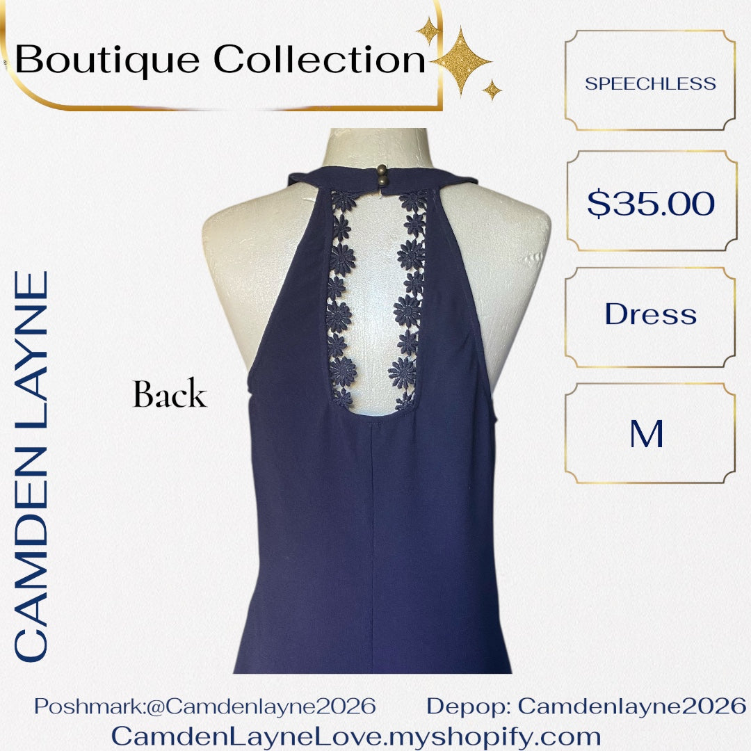 Speechless Navy Embroidered Midi Dress