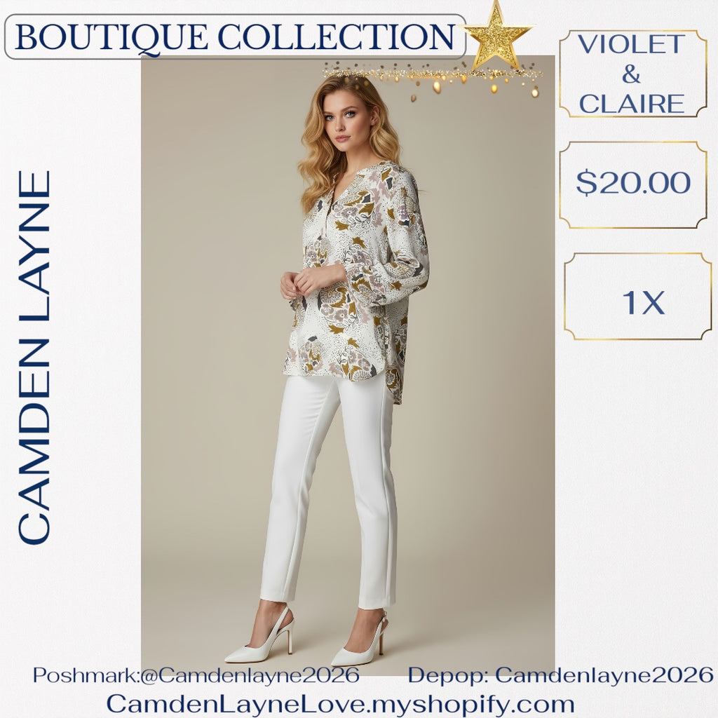 Violet & Clair Tranquil Print will bell sleeves