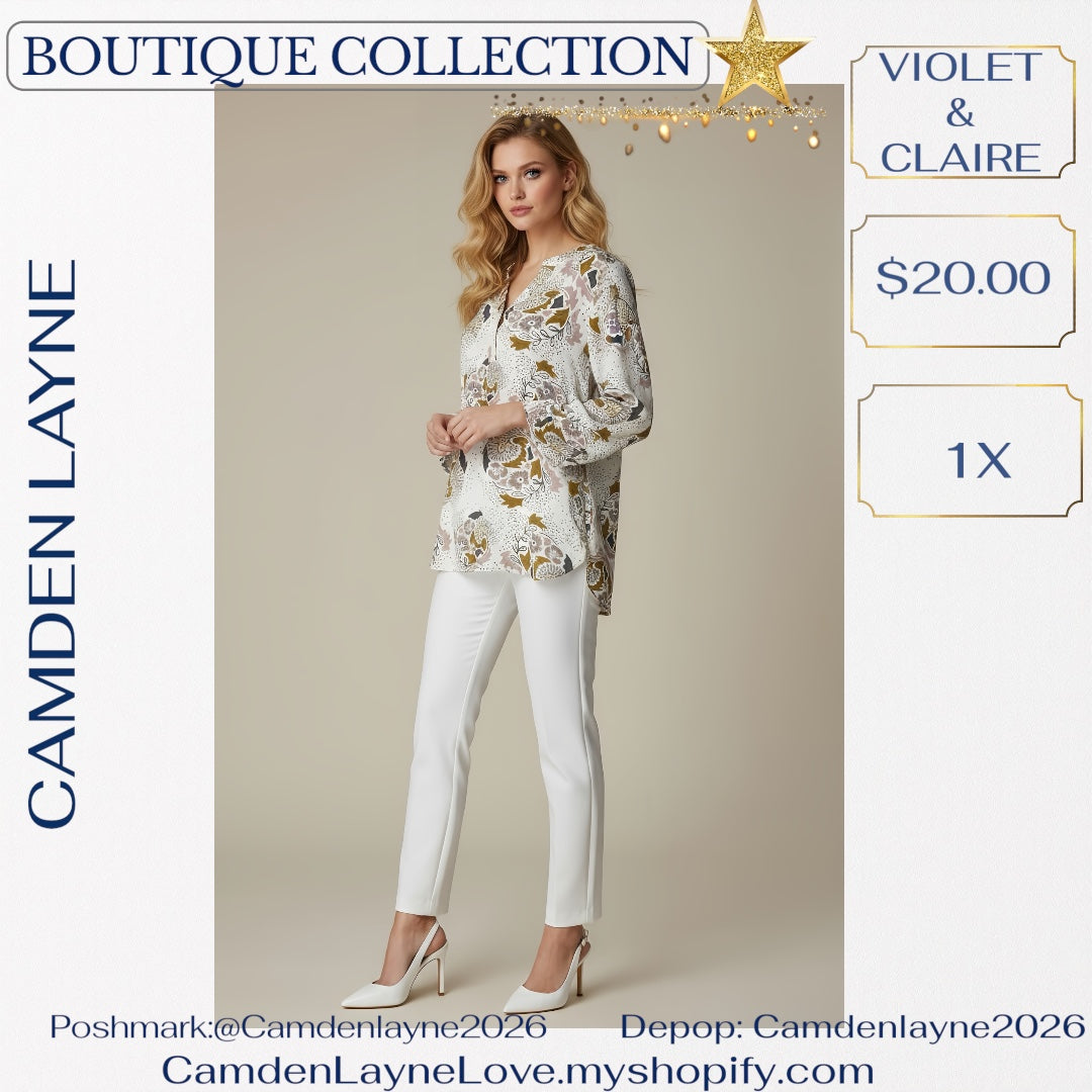 Violet & Clair Tranquil Print will bell sleeves