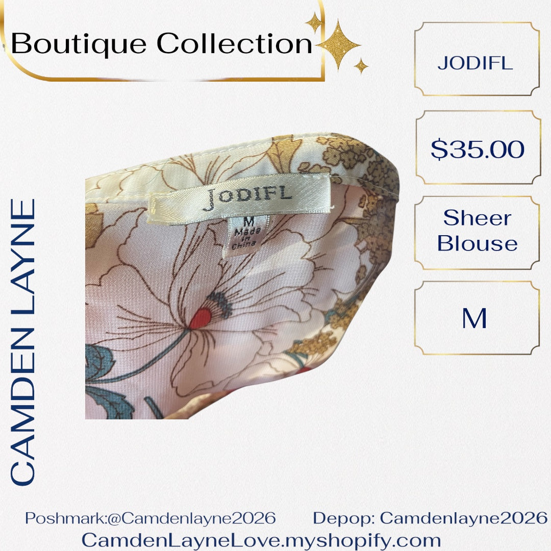 Jodifl Sheer Bell Sleeve Blouse
