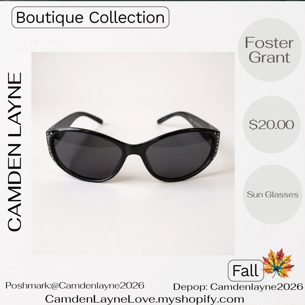 Foster Grant Black and Rhinestone Styled Sunglasses