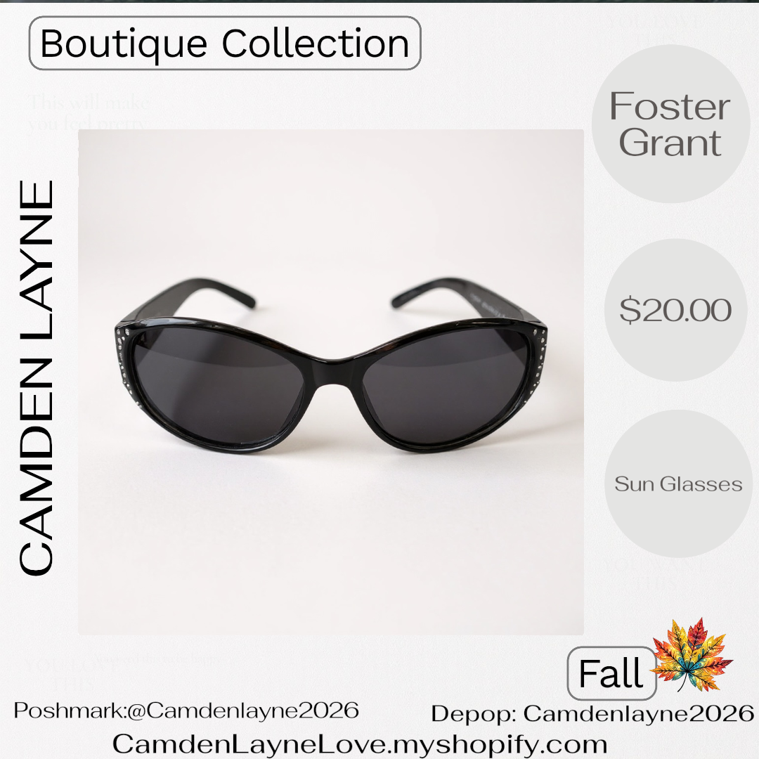 Foster Grant Black and Rhinestone Styled Sunglasses