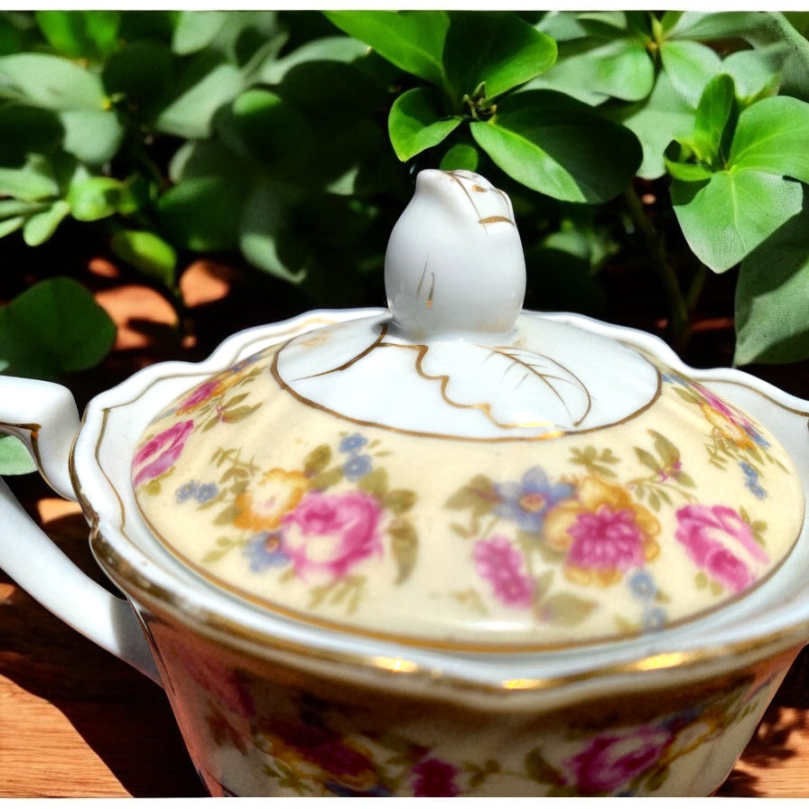 Vintage Gold Castle China Sugar Bowl - Camden Layne