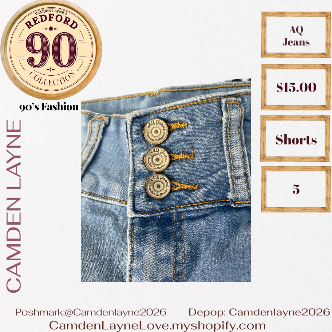 AQJeans Blue HighRise Distressed Shorts