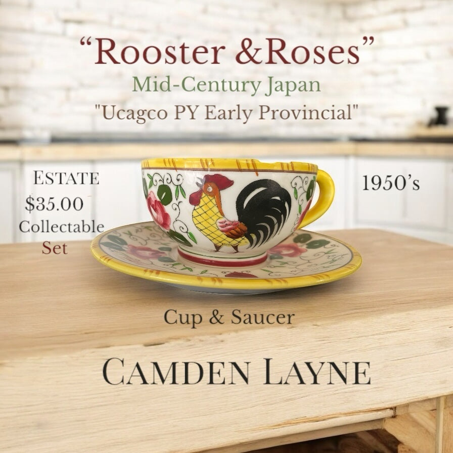 “Rooster & Roses” Mid-Century Japan (Set of 2) - Camden Layne