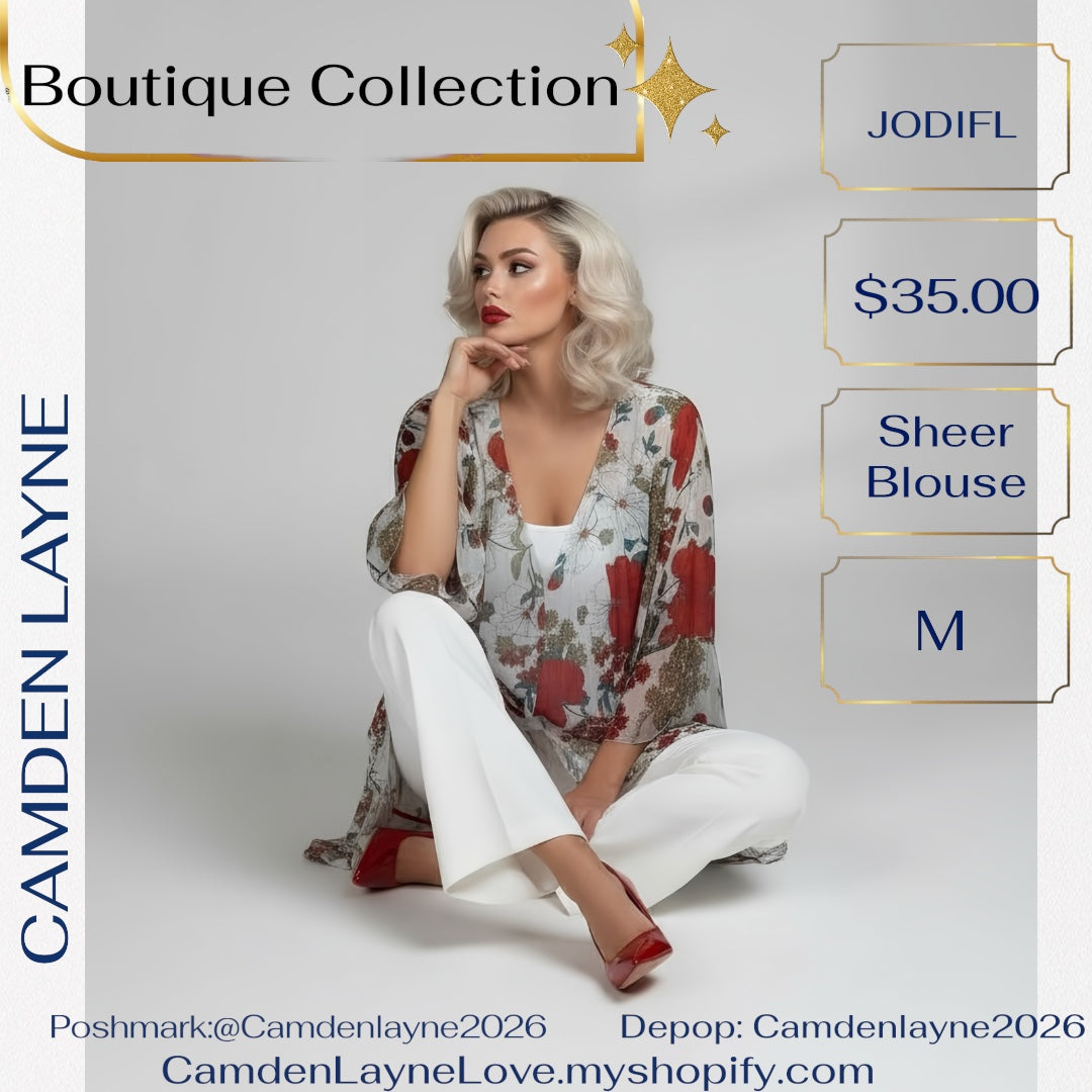 Jodifl Sheer Bell Sleeve Blouse