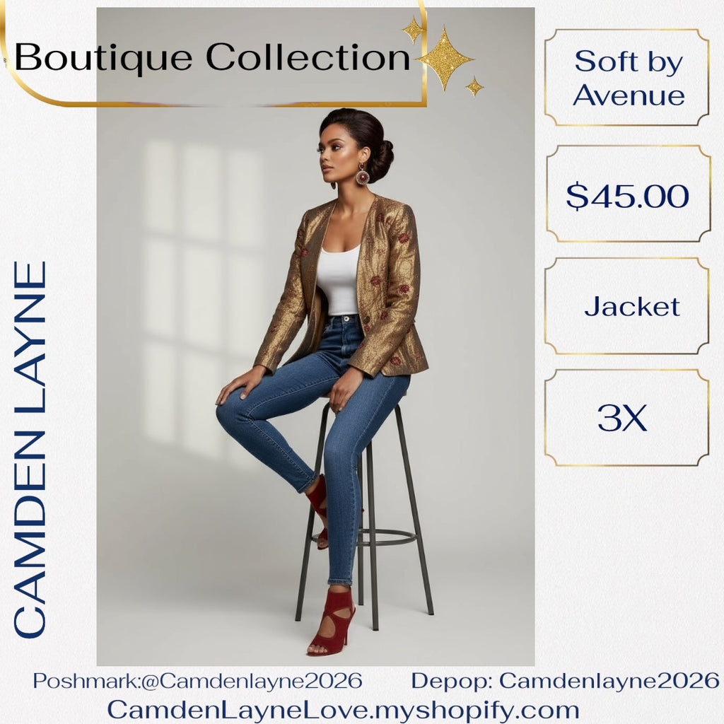 Soft By Avenue Metallic Brocade Jacket