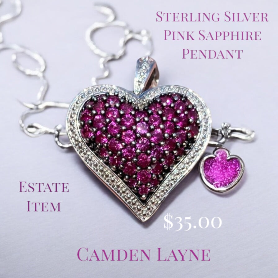 Sterling Silver Pink Sapphire Pendant - Camden Layne