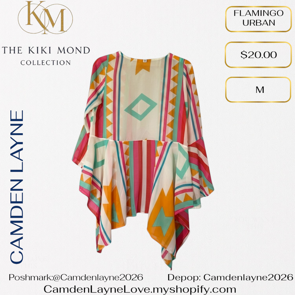 Flamingo Urban Multi Colored Geometric Kimono