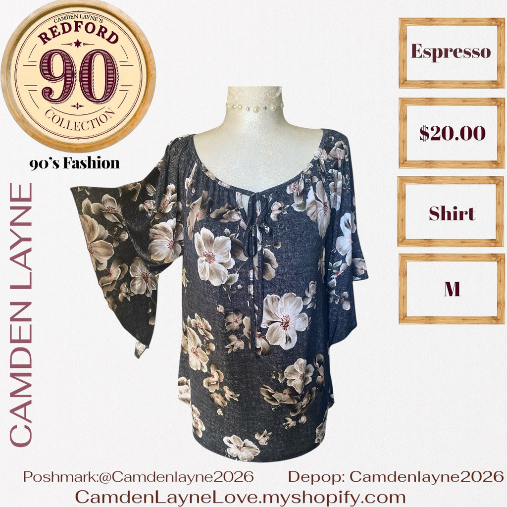 Espresso Magnolia Bell Sleeve Blouse