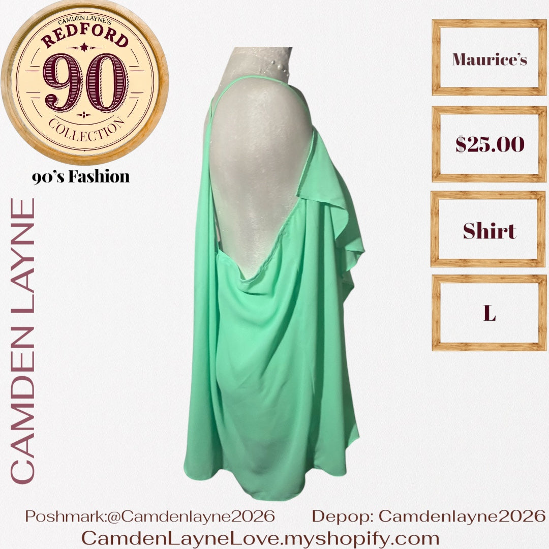 Maurice’s Green Cascading Blouse