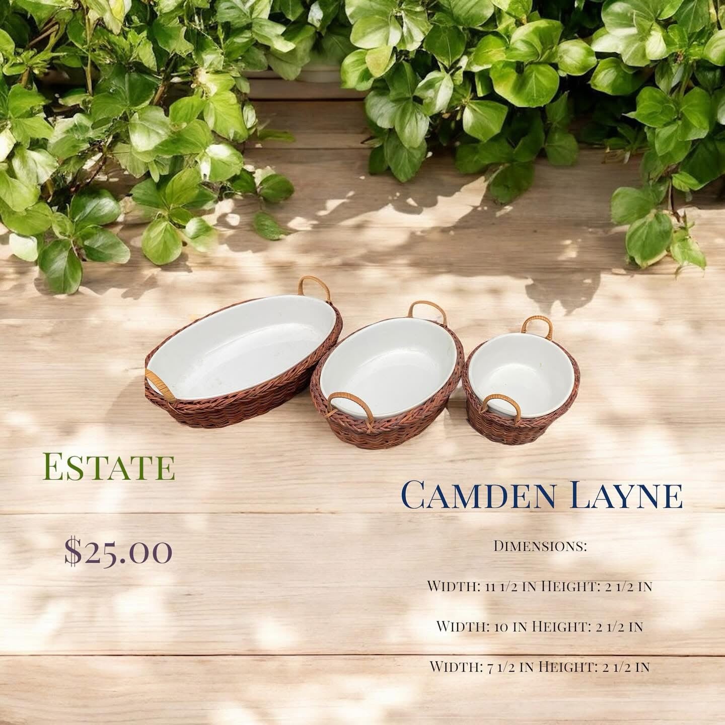 Three Temptations Wicker Ceramic Casserole Set - Camden Layne