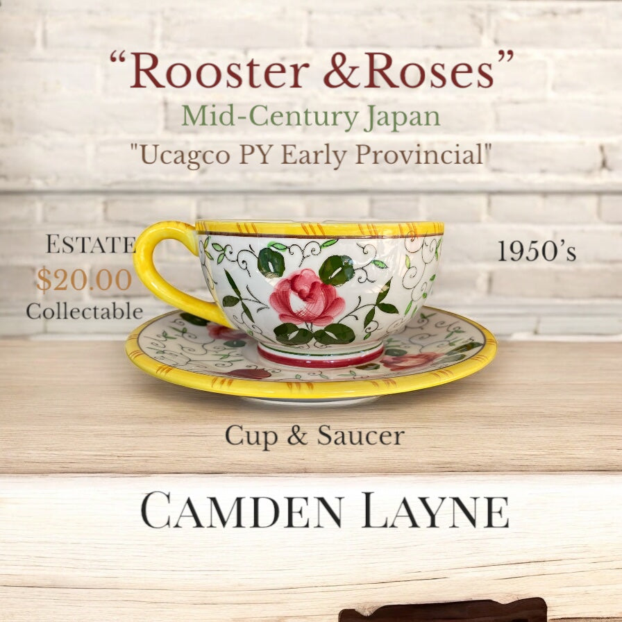 “Rooster & Roses” Mid-Century Japan (Set of 2) - Camden Layne