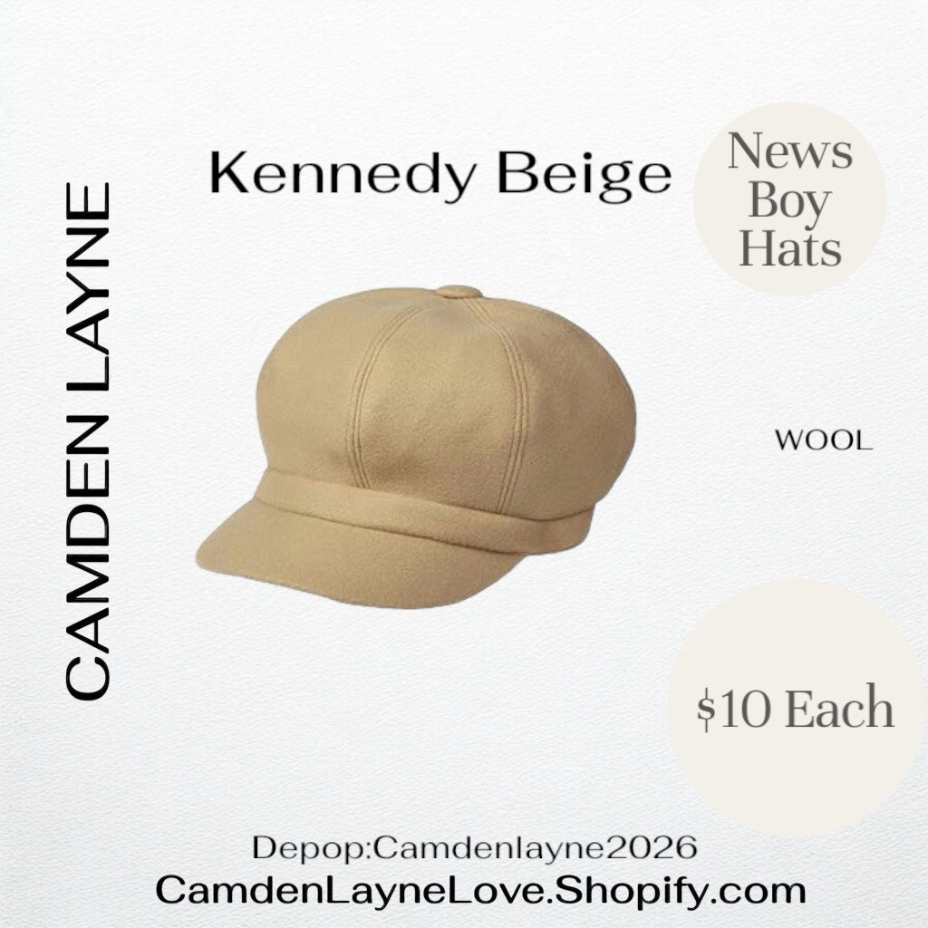 Kennedy Beige Newsboy Hat