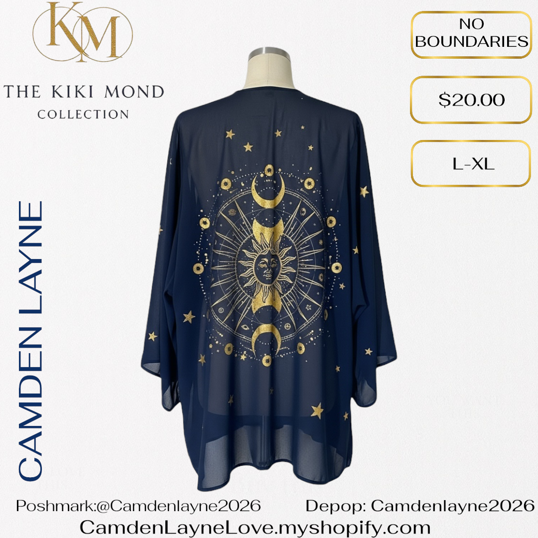 No Boundaries Cosmic Gold Foiled Kimono