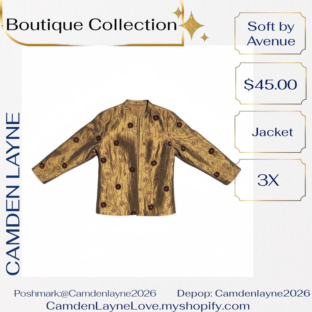 Soft By Avenue Metallic Brocade Jacket