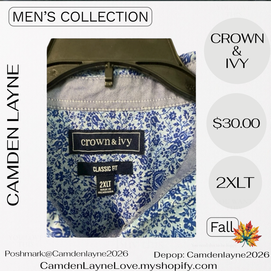 Crown & Ivy Blue Floral Print 2XLT