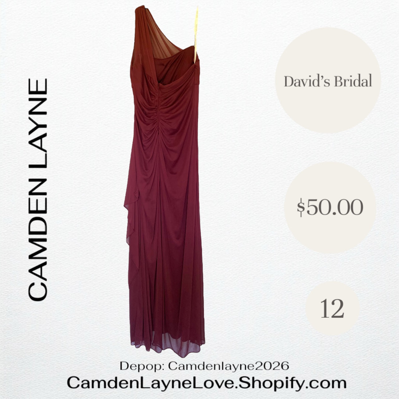Wine Colored One Shoulder Maxi Dress