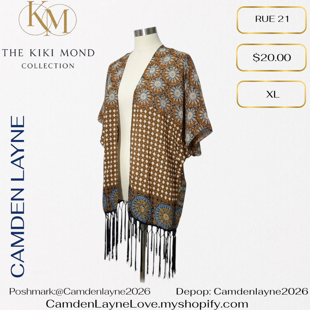 Brown  & Blue Mandala Kimono