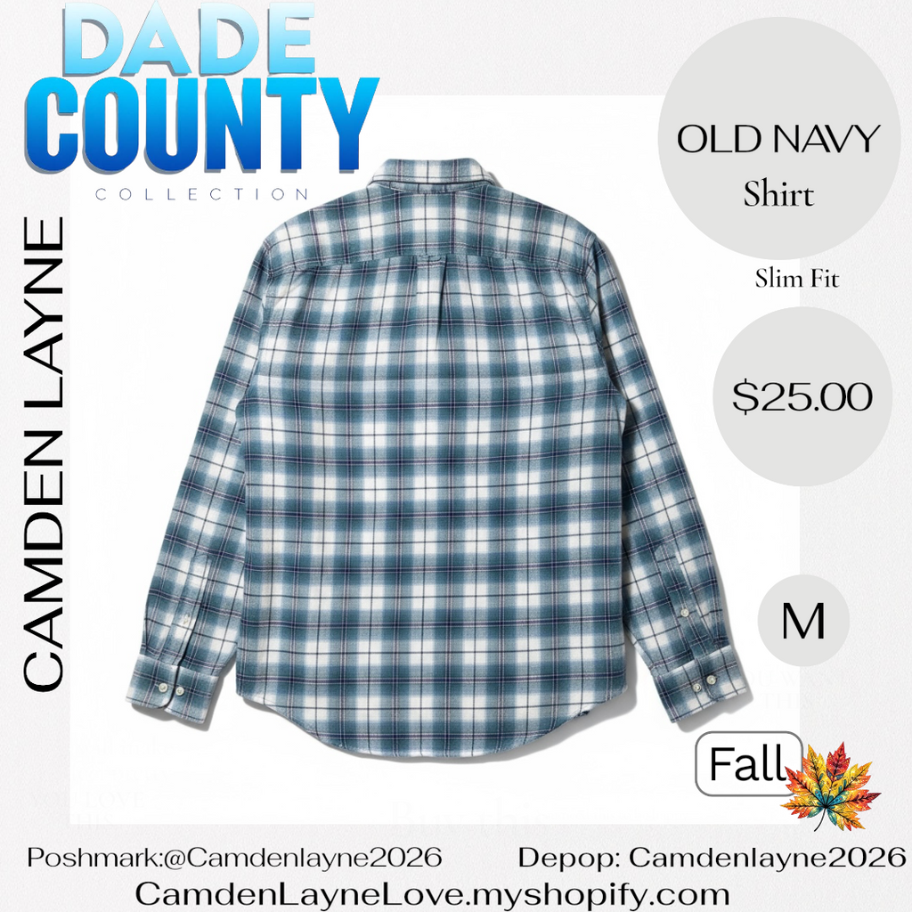 Old Navy Blue, Purple and White Button Down