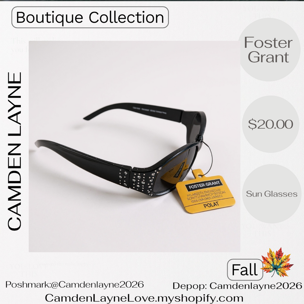 Foster Grant Black and Rhinestone Styled Sunglasses