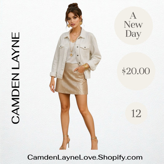 A New Day Ivory Sequined Mini Skirt