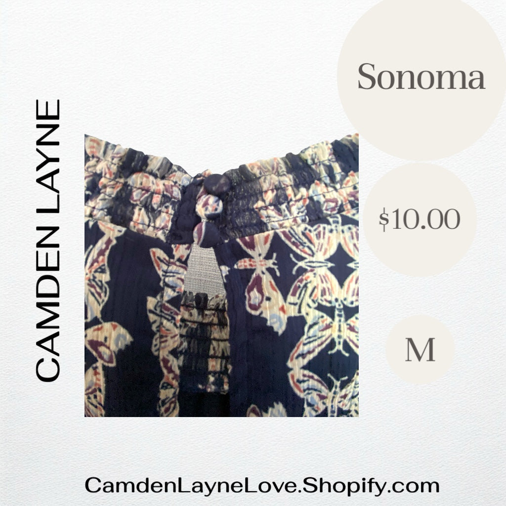 Sonoma Navy Butterfly Blouse